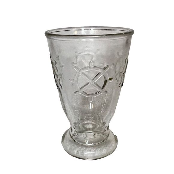 Vintage MidCentury Nautical Ships Wheel & Fluted Dessert Footed Glass - Picture 4 of 6